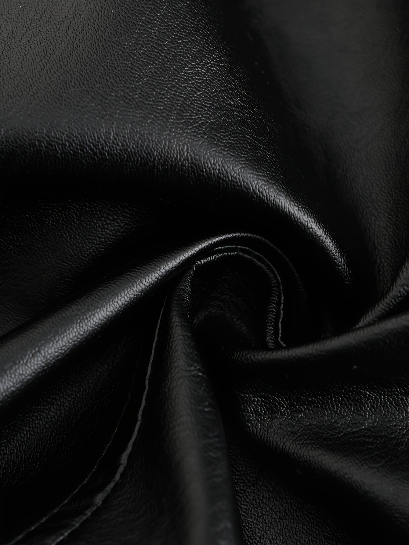 Plus Size Men's Lapel Solid Color Button Leather Suit, Loose Oversize Motorcycle Jacket Coat