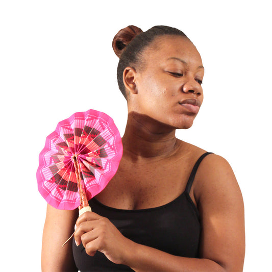 Set Of 6 Mini African Folding Fans