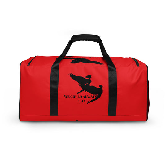THE RED "WE COULD ALWAYS FLY!" DUFFLE BAG by SobG Designs