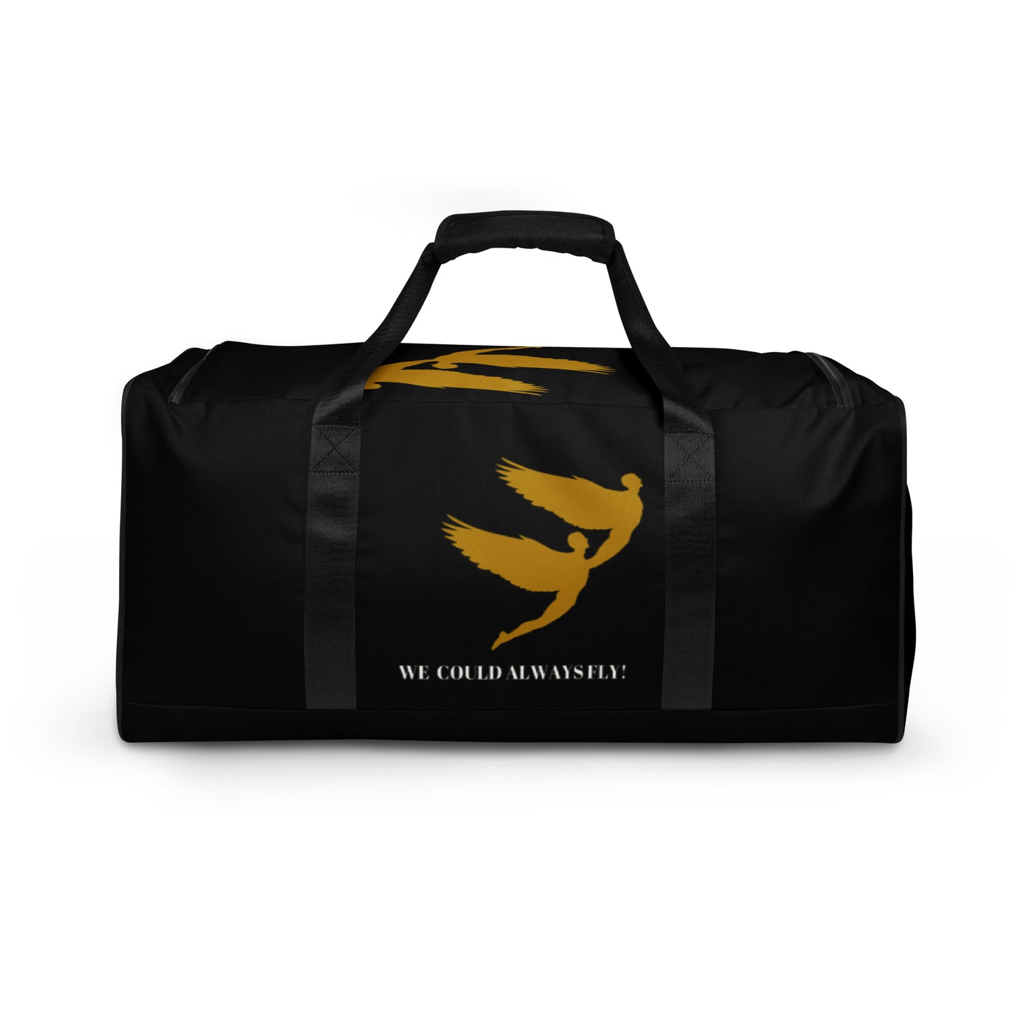 THE BLACK "WE COULD ALWAYS FLY!" DUFFLE BAG by SobG Designs