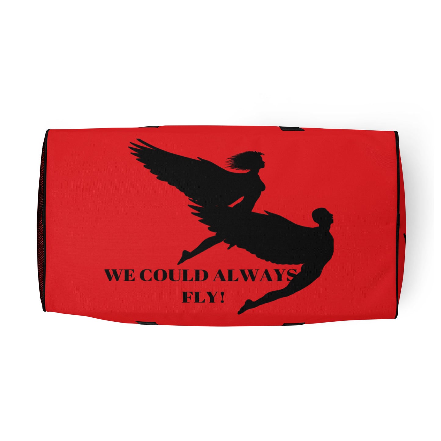 THE RED "WE COULD ALWAYS FLY!" DUFFLE BAG by SobG Designs