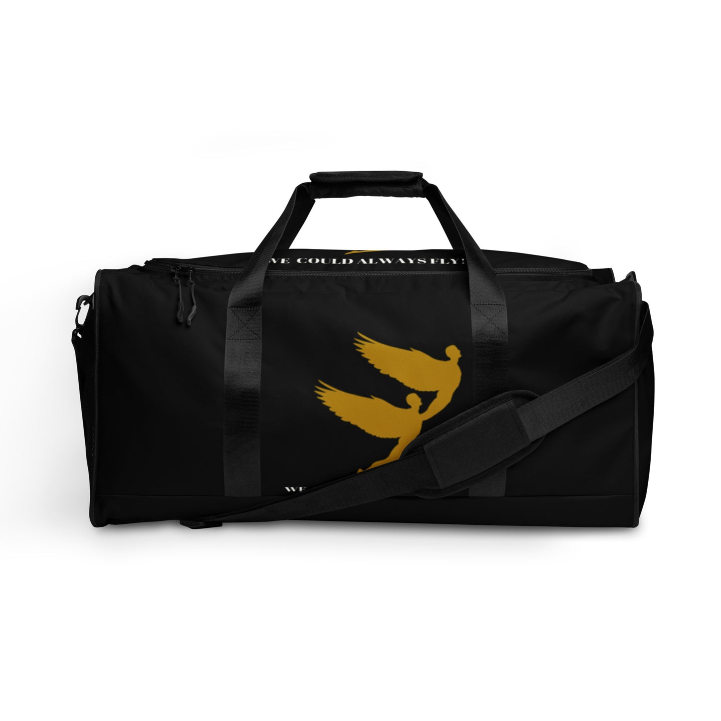 THE BLACK "WE COULD ALWAYS FLY!" DUFFLE BAG by SobG Designs