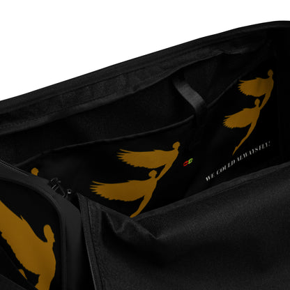 THE BLACK "WE COULD ALWAYS FLY!" DUFFLE BAG by SobG Designs