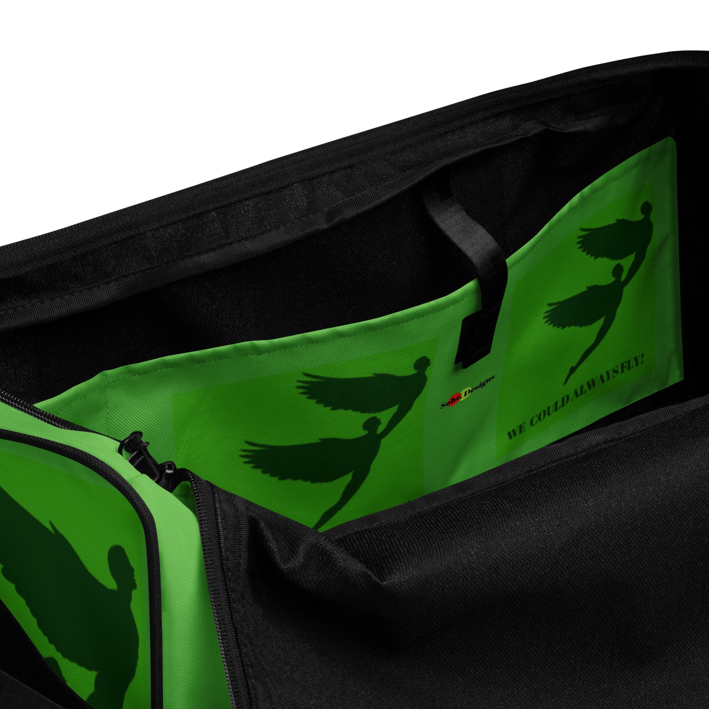 THE GREEN "WE COULD ALWAYS FLY!" DUFFLE BAG by SobG Designs