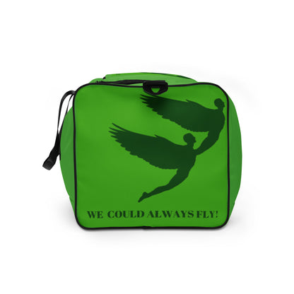 THE GREEN "WE COULD ALWAYS FLY!" DUFFLE BAG by SobG Designs