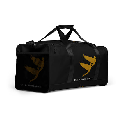 THE BLACK "WE COULD ALWAYS FLY!" DUFFLE BAG by SobG Designs