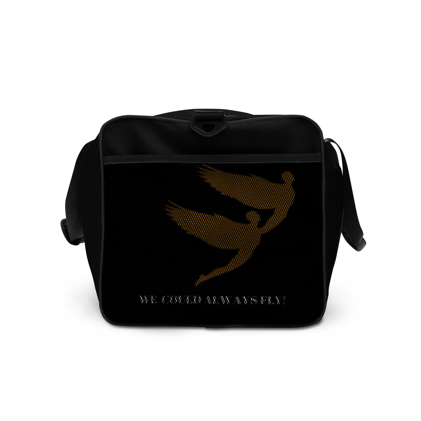 THE BLACK "WE COULD ALWAYS FLY!" DUFFLE BAG by SobG Designs