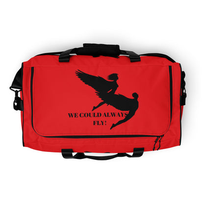THE RED "WE COULD ALWAYS FLY!" DUFFLE BAG by SobG Designs