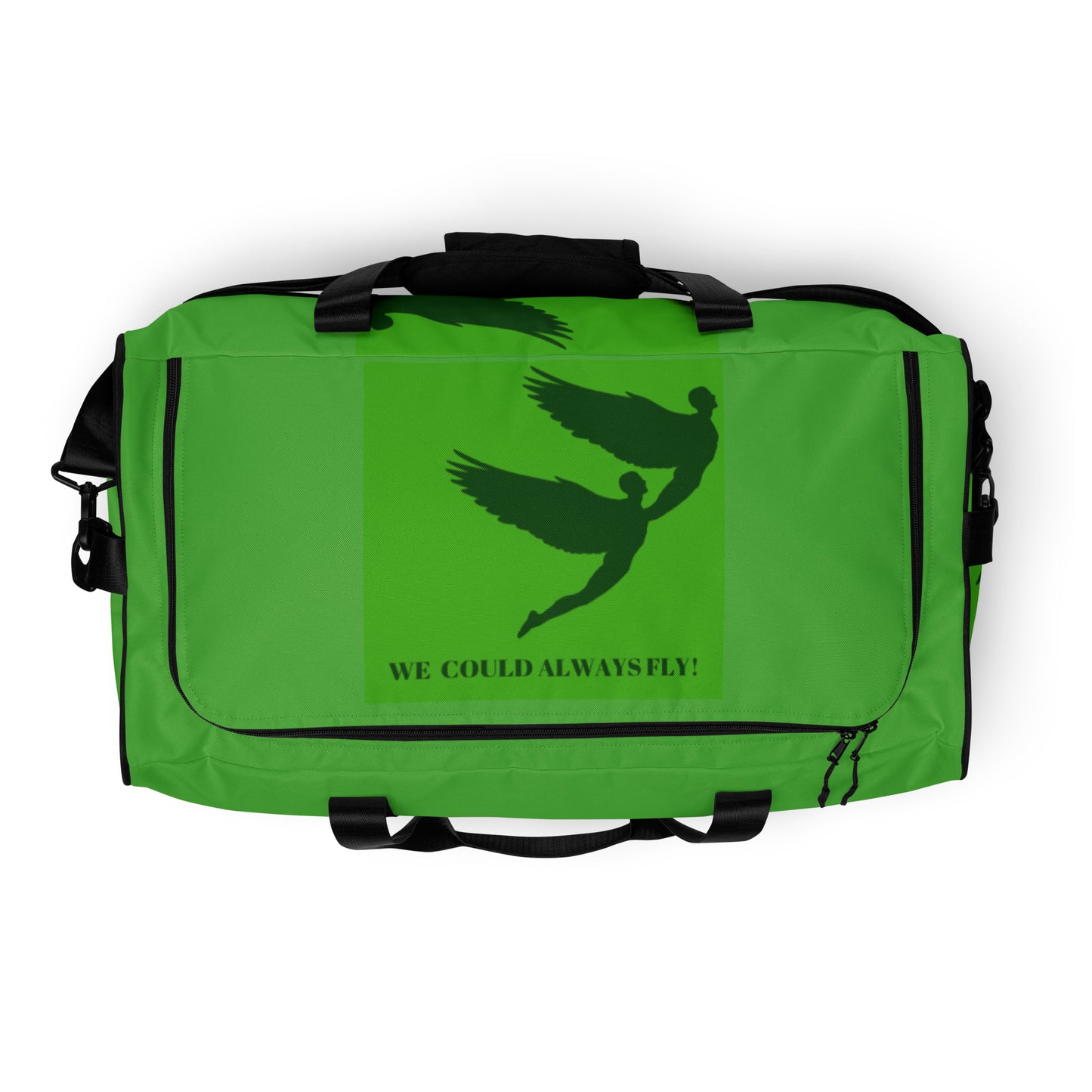 THE GREEN "WE COULD ALWAYS FLY!" DUFFLE BAG by SobG Designs