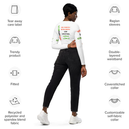 DIASPORANS All-Over Print Recycled Long Sleeve Crop Top by SobG Designs