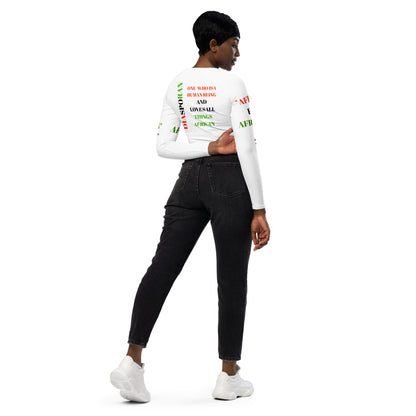 DIASPORANS All-Over Print Recycled Long Sleeve Crop Top by SobG Designs