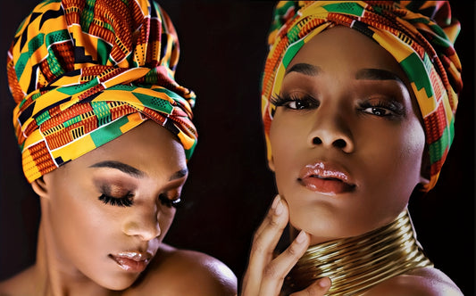 Boho Geometric Print Turban Hat Satin-Lined Head Wraps Vintage Lace Up Headscarf Beanies Bandanas For Women