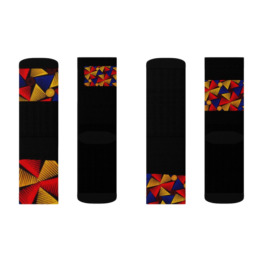 UNISEX MULTI COLOR ON BLACK Sublimation Socks by SobG Designs