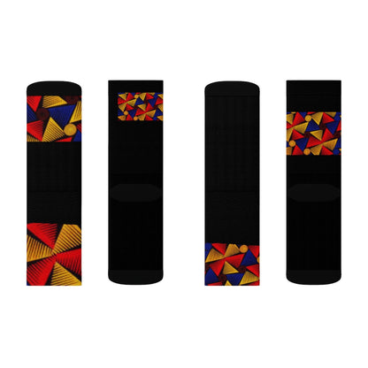 UNISEX MULTI COLOR ON BLACK Sublimation Socks by SobG Designs