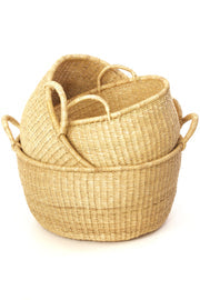 Natural Woven Grass Floor Baskets Set of (3)