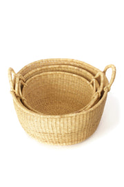 Natural Woven Grass Floor Baskets Set of (3)