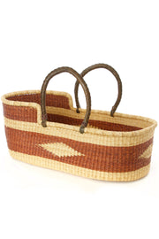 Brown Diamond Moses Basket with Leather Handles