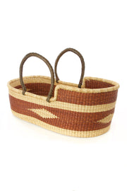 Brown Diamond Moses Basket with Leather Handles