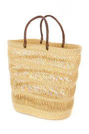 Veta Vera Lace Weave Shopper with Leather Handles Set of (3)