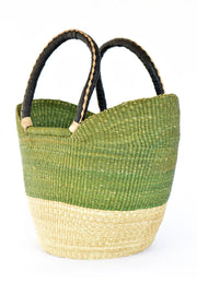 Sage Green Color Block Wing Shopper with Braided Leather Handles Set of (3)