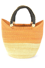 Pumpkin Color Block Wing Shopper with Braided Leather Handles Set of (3)
