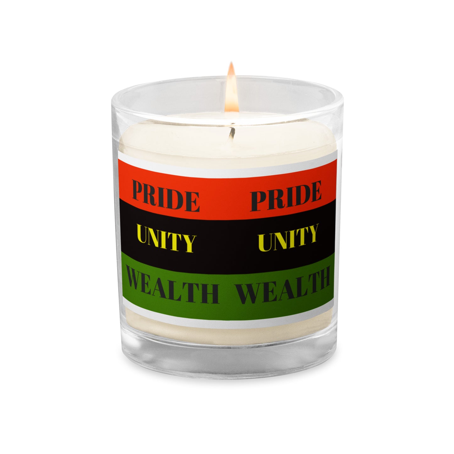 PRIDE UNITY WEALTH Glass Jar Soy Wax Candle by SobG Designs