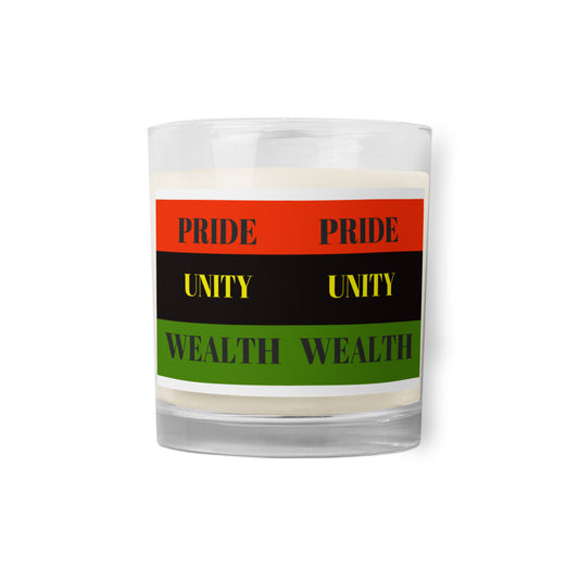 PRIDE UNITY WEALTH Glass Jar Soy Wax Candle by SobG Designs