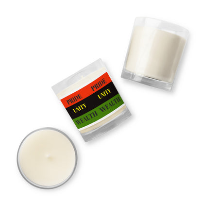 PRIDE UNITY WEALTH Glass Jar Soy Wax Candle by SobG Designs
