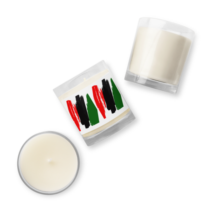 OUR COLORS RED, BLACK, GREEN Glass Jar Soy Wax Candle by SobG Designs