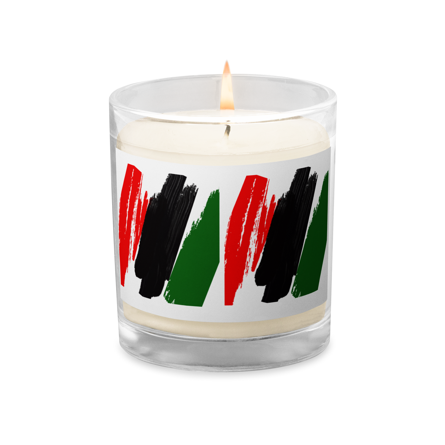 OUR COLORS RED, BLACK, GREEN Glass Jar Soy Wax Candle by SobG Designs