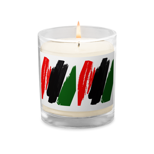 OUR COLORS RED, BLACK, GREEN Glass Jar Soy Wax Candle by SobG Designs