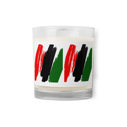 OUR COLORS RED, BLACK, GREEN Glass Jar Soy Wax Candle by SobG Designs