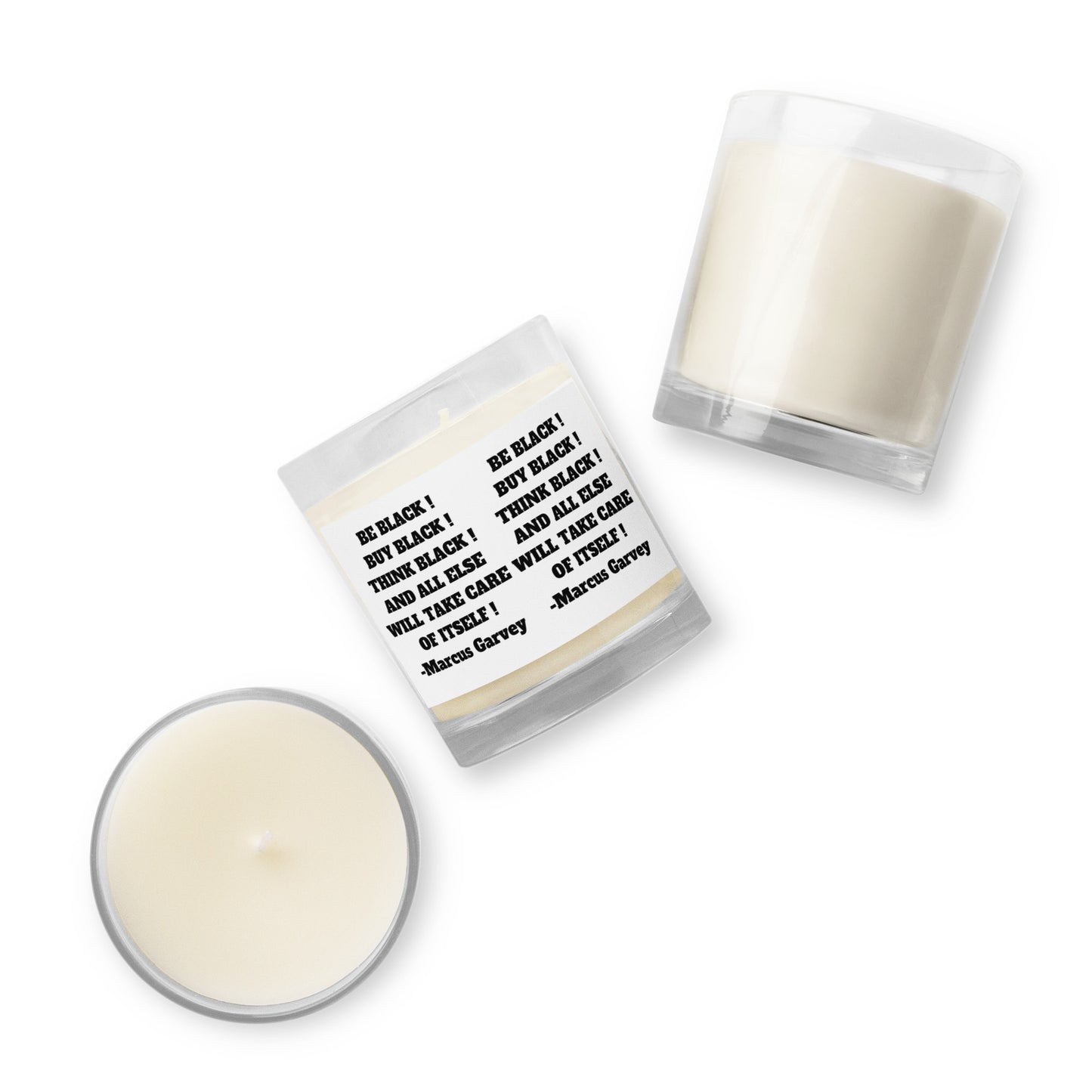 BE BLACK, BUY BLACK, THINK BLACK Glass Jar Soy Wax Candle by SobG Designs