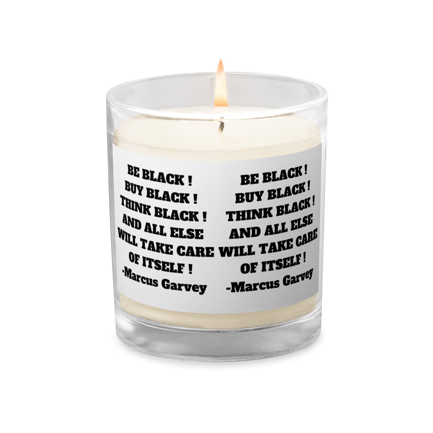 BE BLACK, BUY BLACK, THINK BLACK Glass Jar Soy Wax Candle by SobG Designs