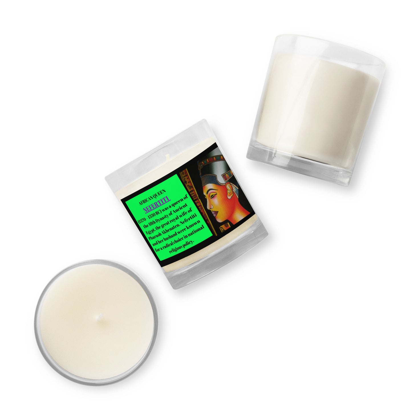 AFRICAN QUEEN: NEFERTITI Glass Jar Soy Wax Candle by SobG Designs
