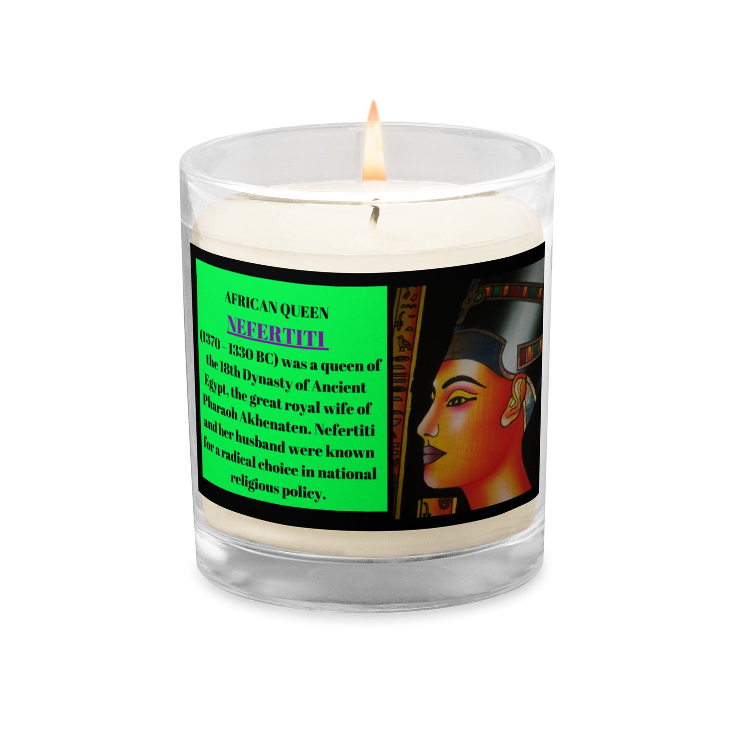 AFRICAN QUEEN: NEFERTITI Glass Jar Soy Wax Candle by SobG Designs