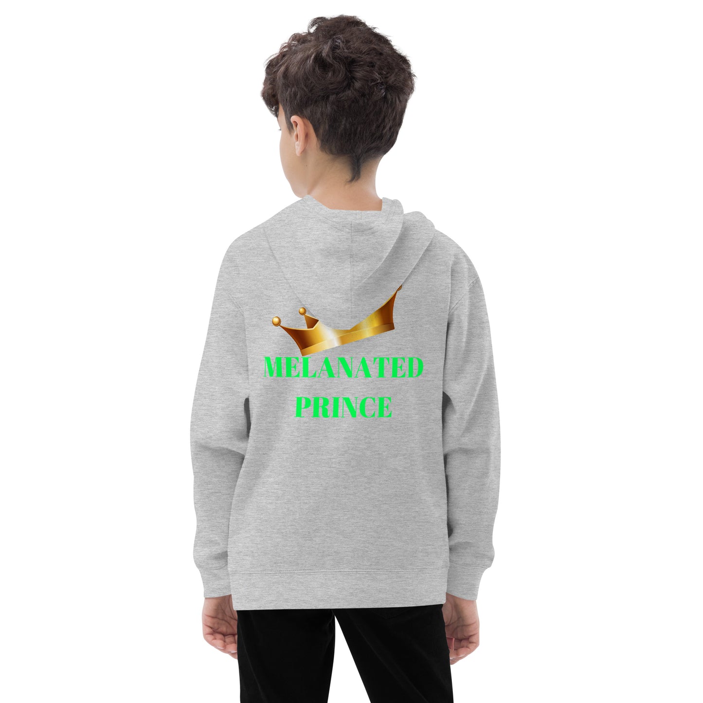 MELANATED PRINCE Kids Fleece Hoodie by SobG Designs