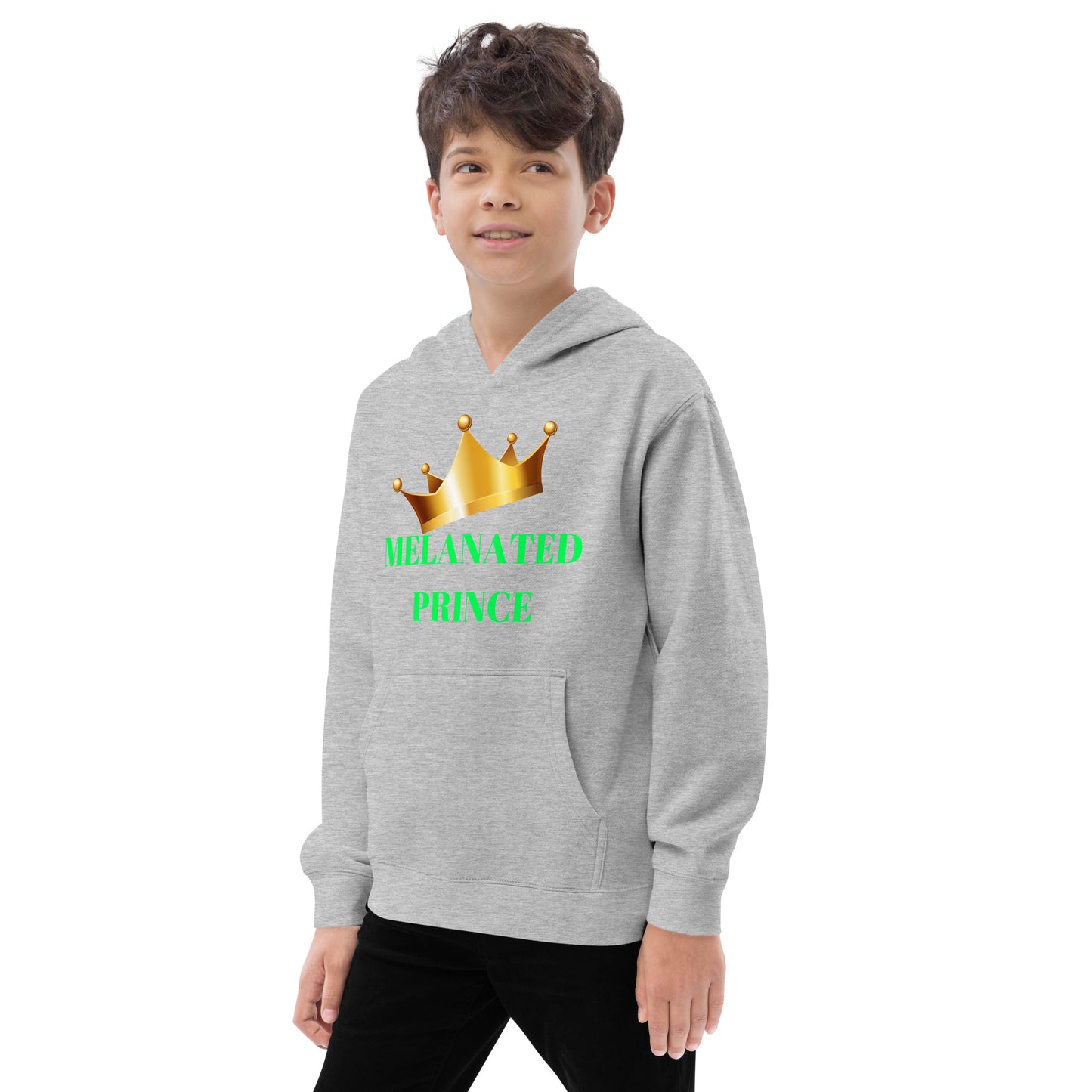 MELANATED PRINCE Kids Fleece Hoodie by SobG Designs