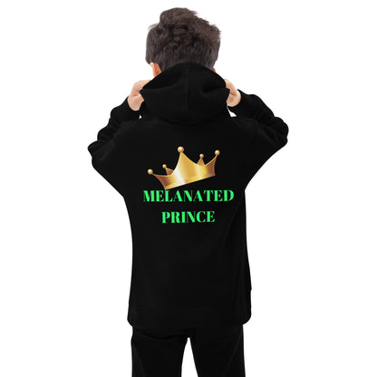 MELANATED PRINCE Kids Fleece Hoodie by SobG Designs