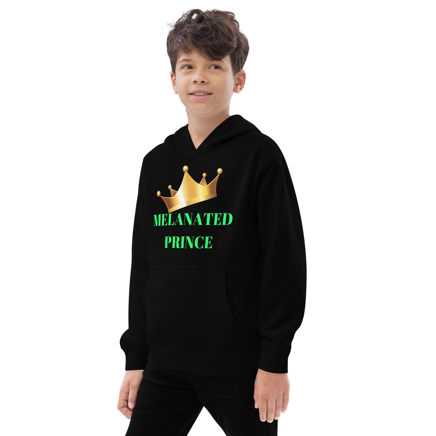 MELANATED PRINCE Kids Fleece Hoodie by SobG Designs