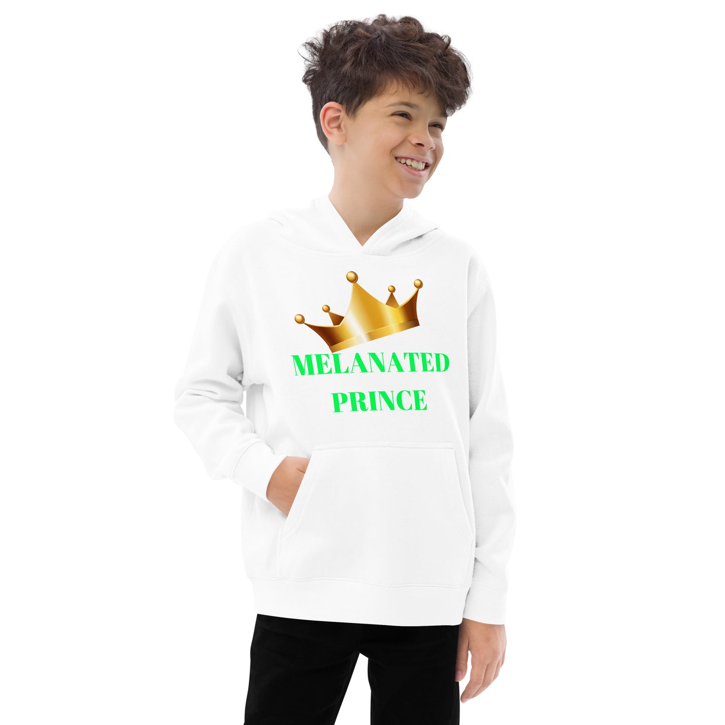 MELANATED PRINCE Kids Fleece Hoodie by SobG Designs