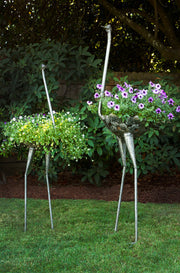 Kenyan Recycled Metal Ostrich Plant Holders