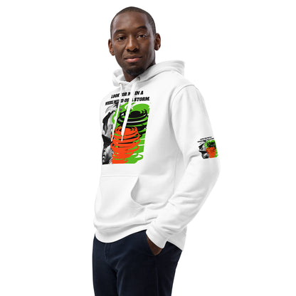 "LOOK FOR ME IN A WHIRLWIND" Premium Eco Hoodie by SobG Designs