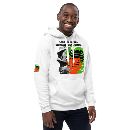 "LOOK FOR ME IN A WHIRLWIND" Premium Eco Hoodie by SobG Designs