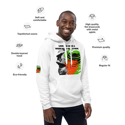 "LOOK FOR ME IN A WHIRLWIND" Premium Eco Hoodie by SobG Designs