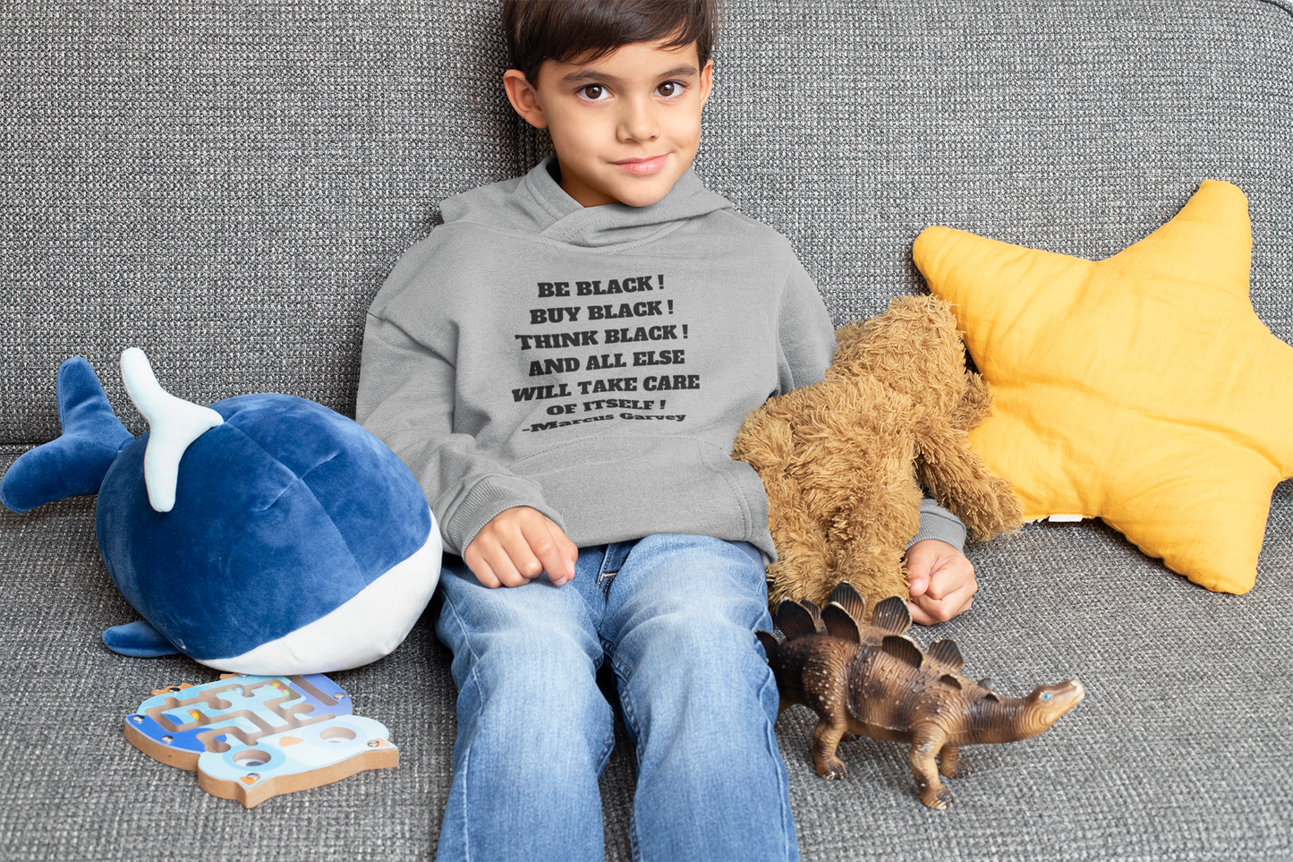 BE BLACK! BUY BLACK! THINK BLACK! Unisex Kids Hoodie by SobG Designs