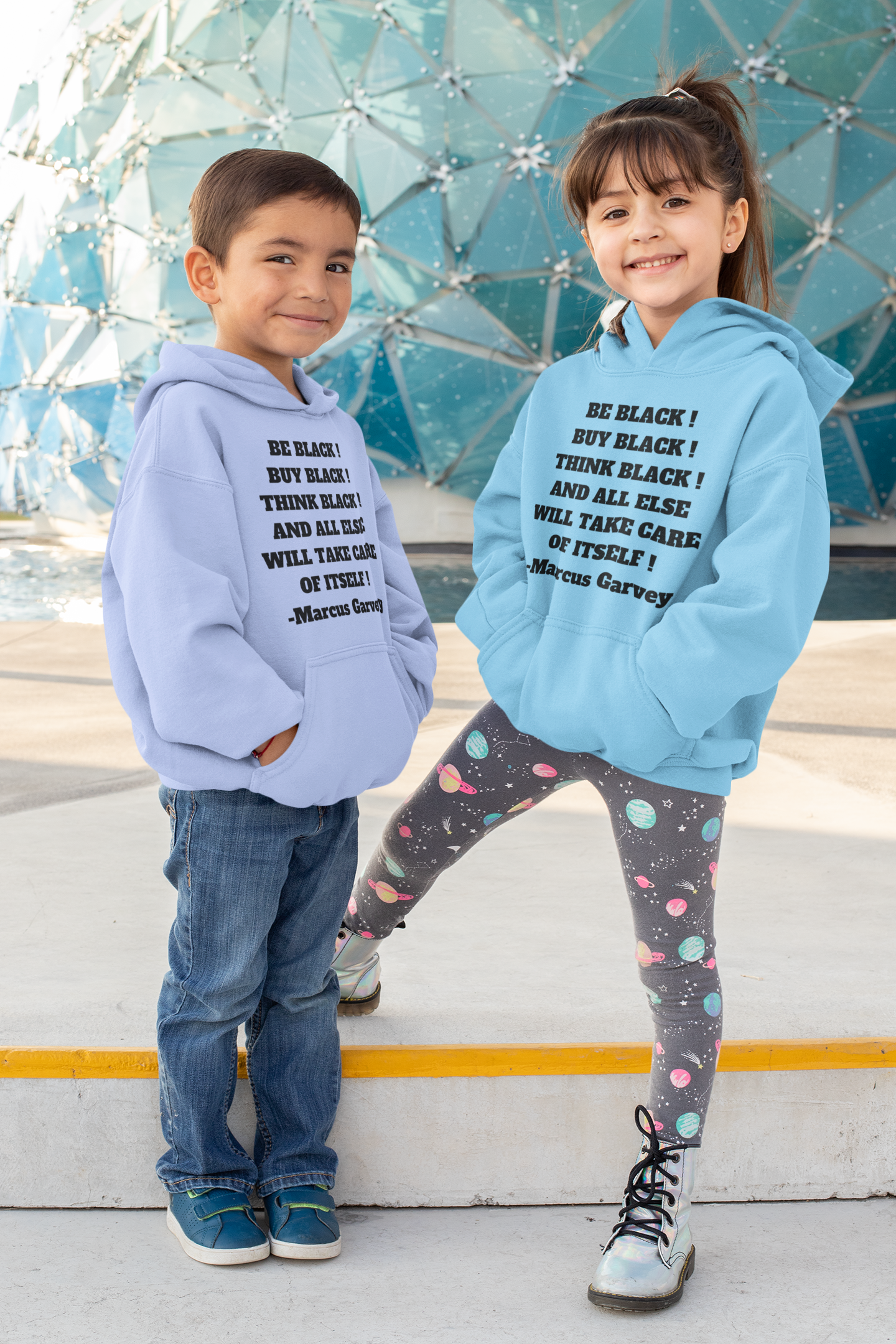 BE BLACK! BUY BLACK! THINK BLACK! Unisex Kids Hoodie by SobG Designs