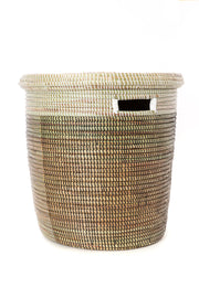 Black, Silver & White Half & Half Flat Lid Basket Set of (3)