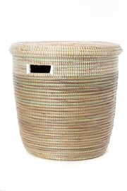 Black, Silver & White Half & Half Flat Lid Basket Set of (3)