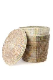 Black, Silver & White Half & Half Flat Lid Basket Set of (3)